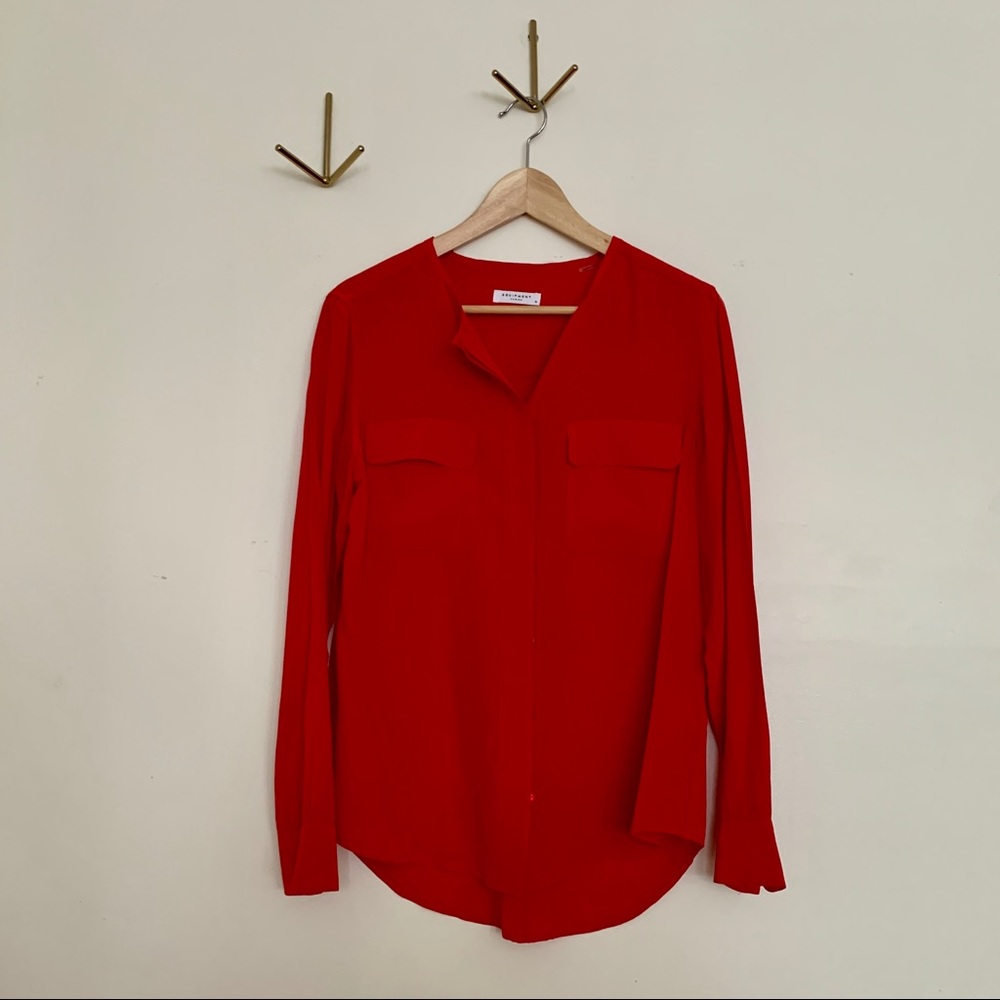 Equipment collarless silk blouse